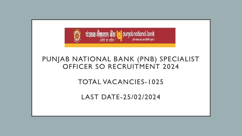 Punjab National Bank (PNB) Specialist Officer SO