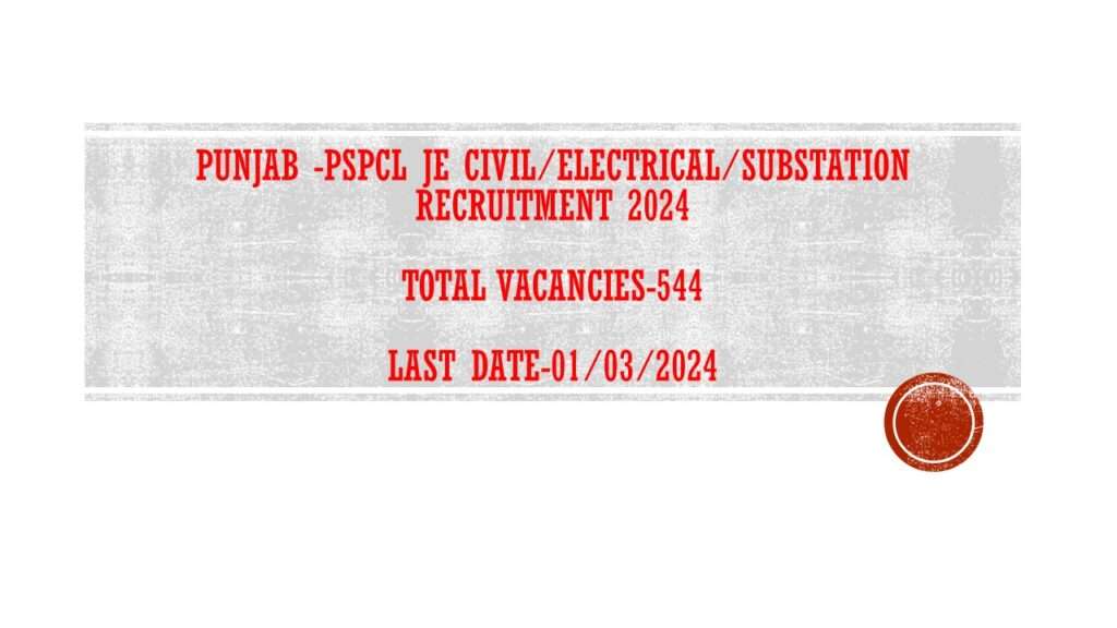 PSPCL JE Recruitment 2024