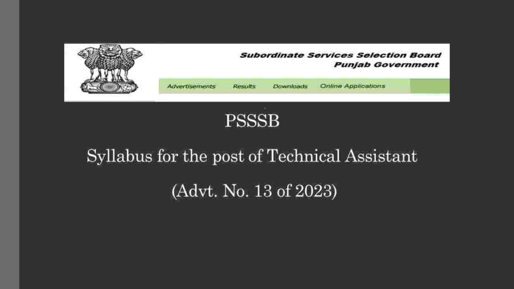 Syllabus of Technical Assistant